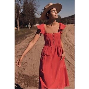 Anthropologie Pilcro Linen Blend Midi Dress